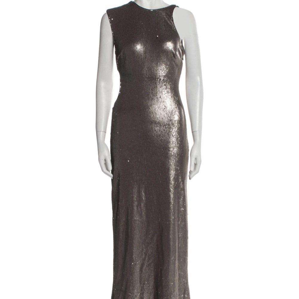 Halston Heritage Asymmetrical Sequin Gown